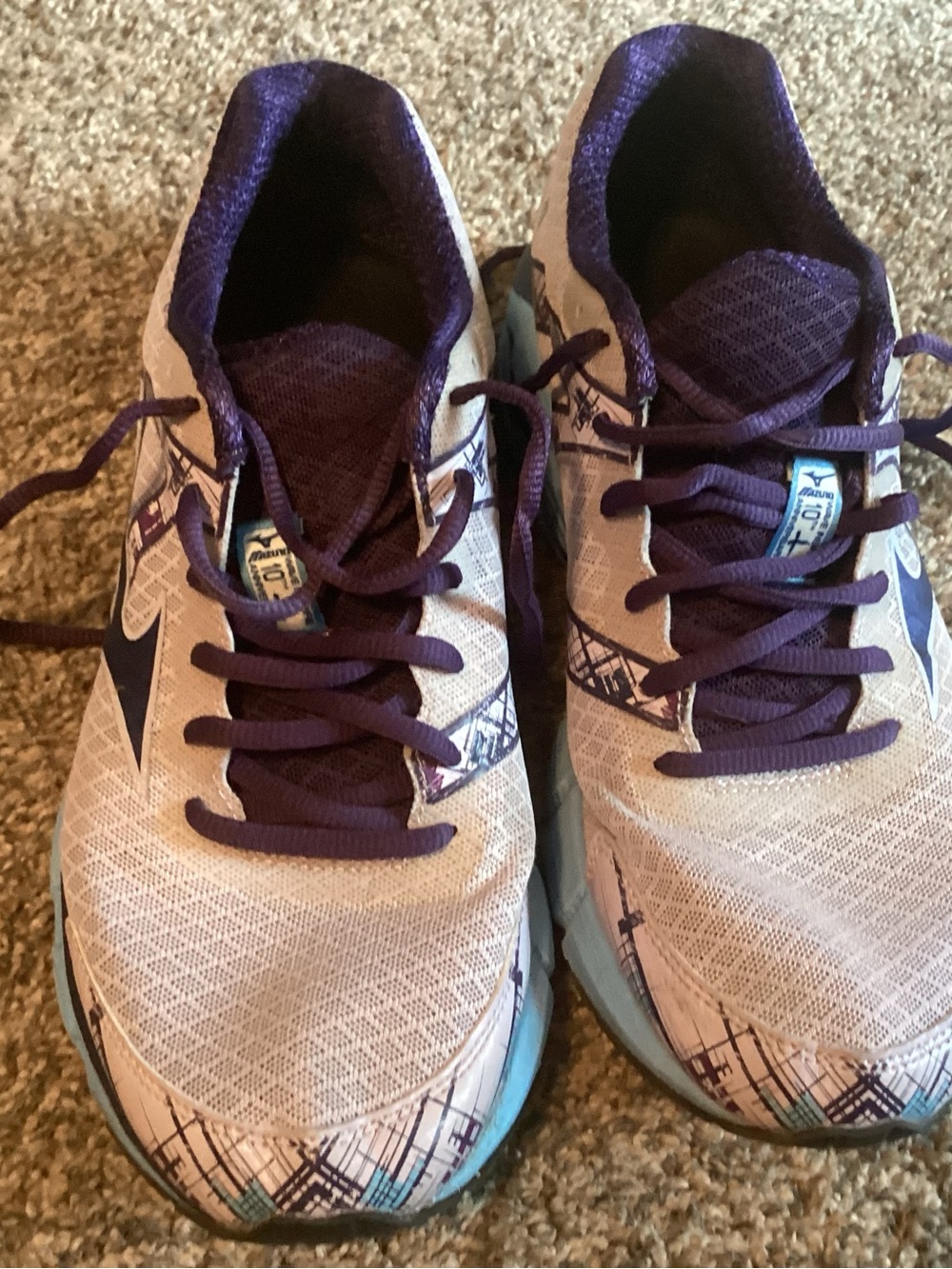 Mizuno Women's White and Purple Athletic Running Shoes